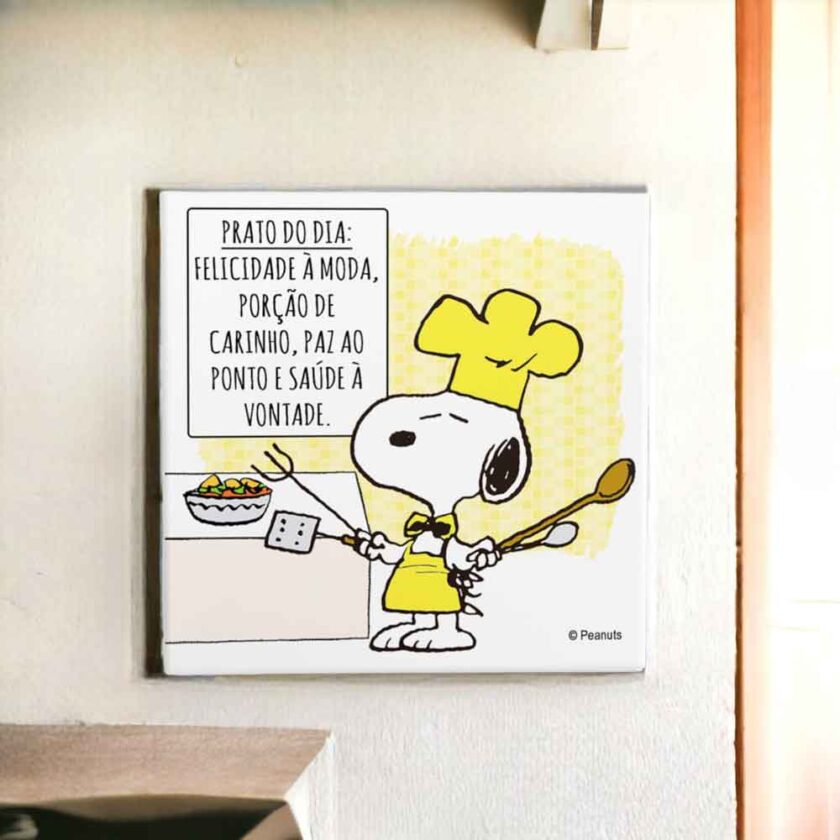 Azulejo Decorativo Para Cozinha Do Snoopy Frase Prato Do Dia ITsLEJO