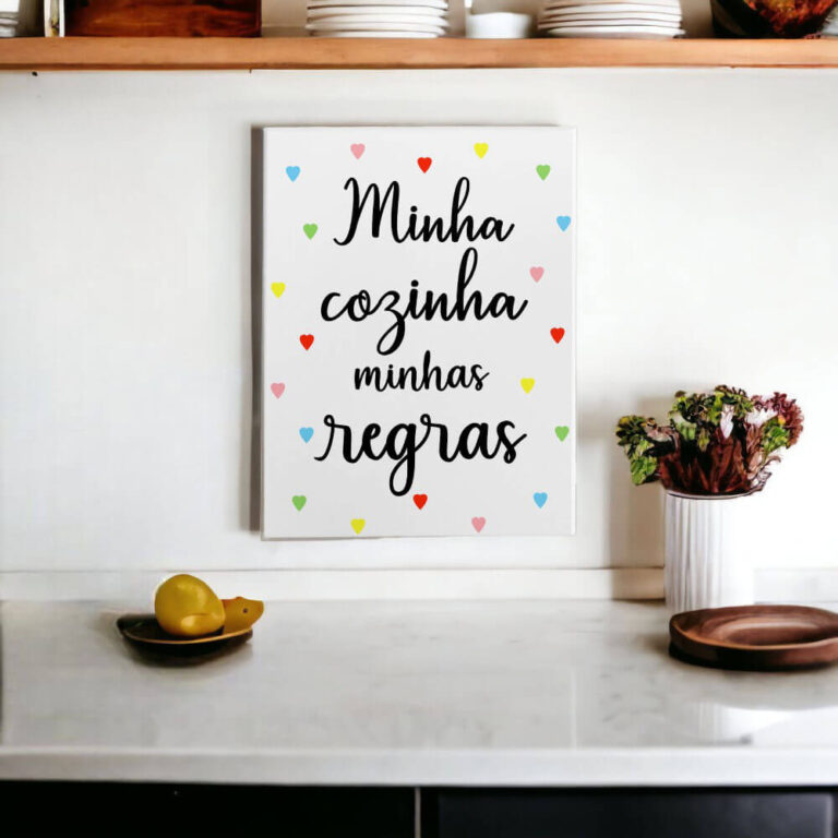 Azulejo decorativo para cozinha com frase Minha cozinha minhas regras