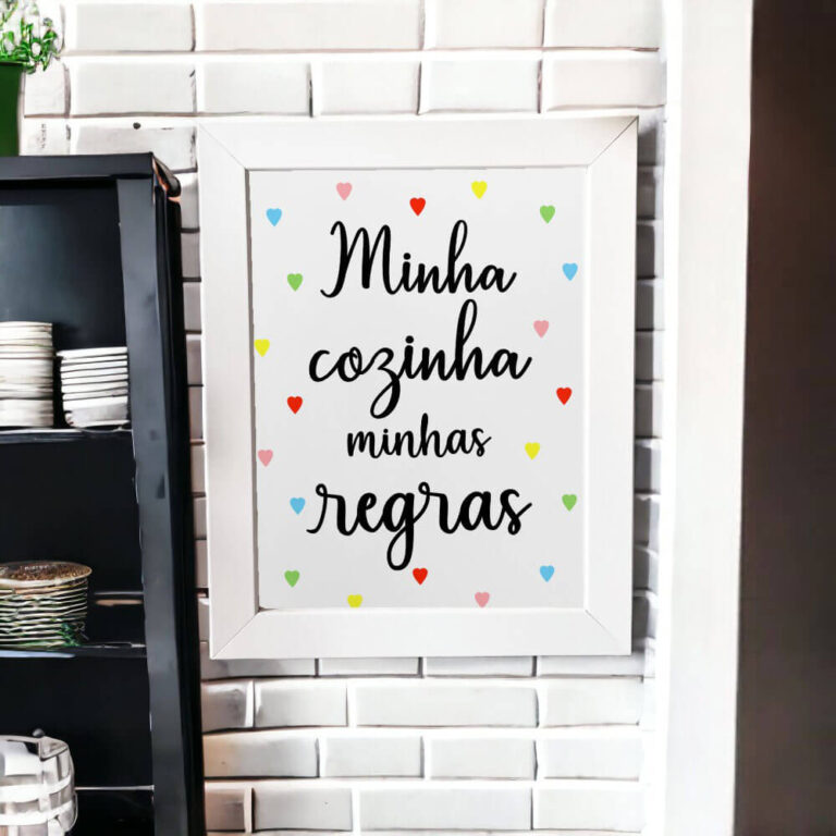 Azulejo decorativo para cozinha com frase Minha cozinha minhas regras