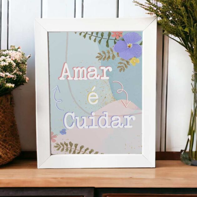 Azulejo decorativo com a frase Amar é cuidar