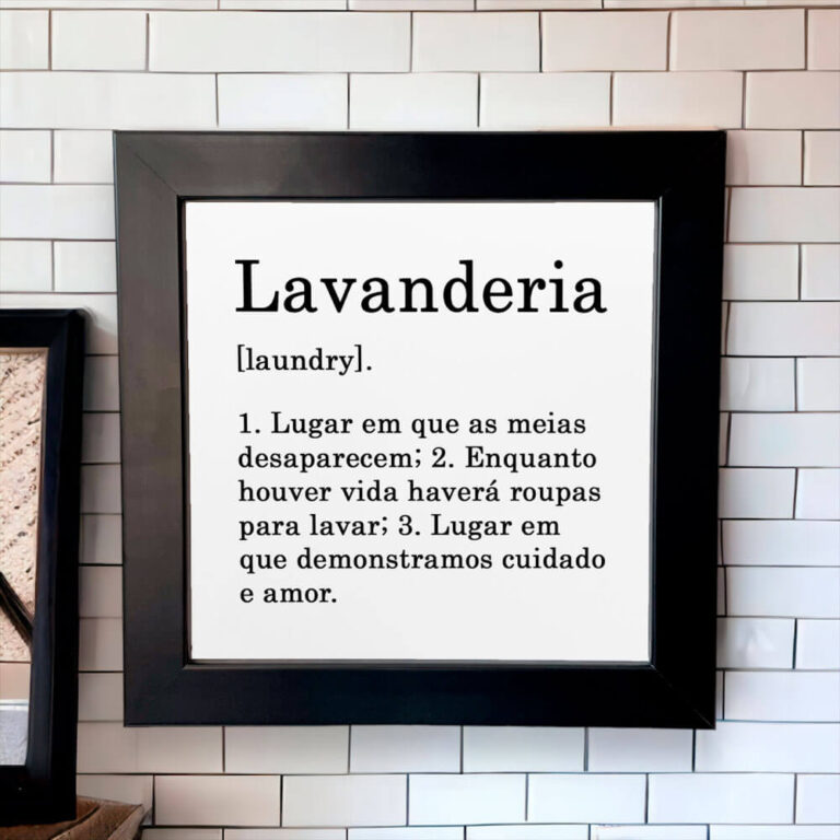 Azulejo decorativo para lavanderia com a frase Definição de Lavanderia - Coleção Lavanderia P&B