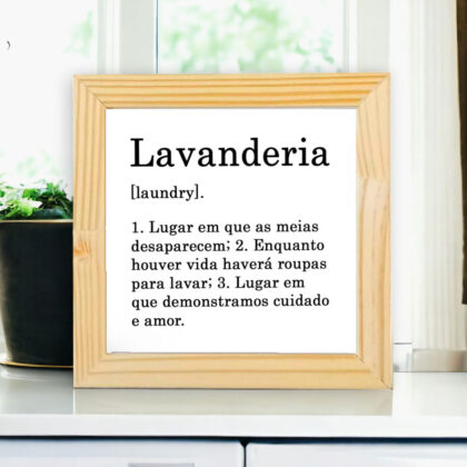 Azulejo decorativo para lavanderia com a frase Definição de Lavanderia - Coleção Lavanderia P&B