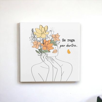 Azulejo decorativo com a frase Se rega por dentro - Coleção Vejo flores em você