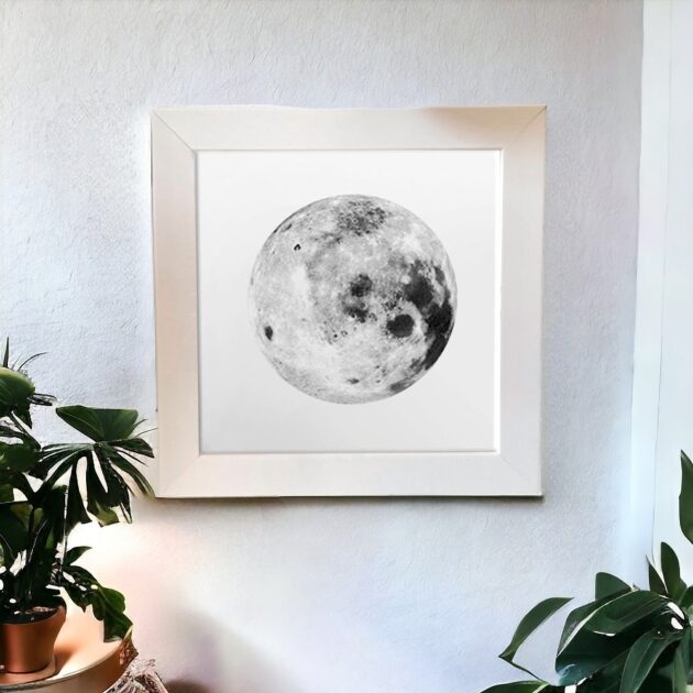 Azulejo decorativo com o desenho da Lua Cheia - Coleção: Sob a Luz da Lua