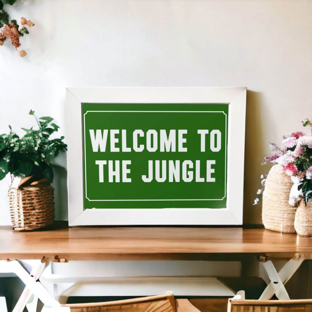 Azulejo decorativo com a frase Welcome to the Jungle