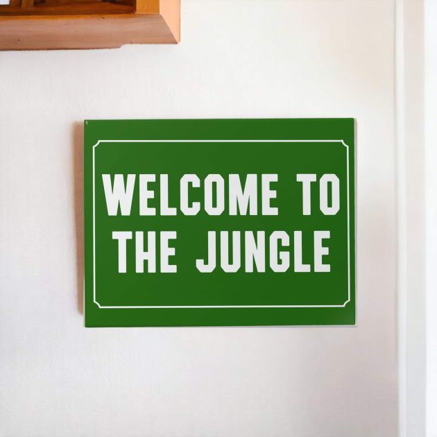 Azulejo decorativo com a frase Welcome to the Jungle - Coleção Retrô