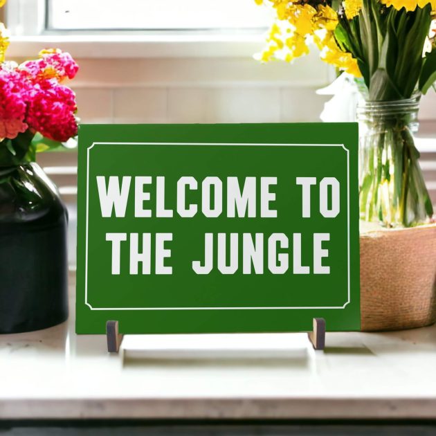 Azulejo decorativo com a frase Welcome to the Jungle - Coleção Retrô