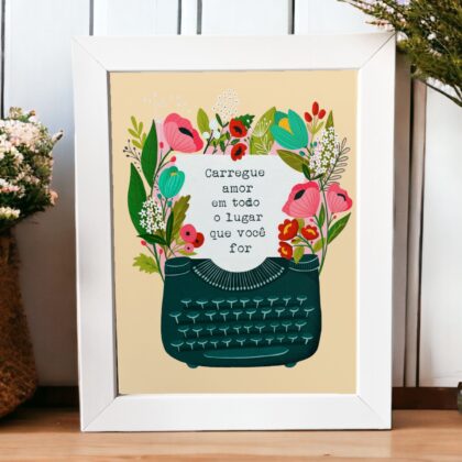 Azulejo decorativo com a frase Carregue amor em todo o lugar que você for