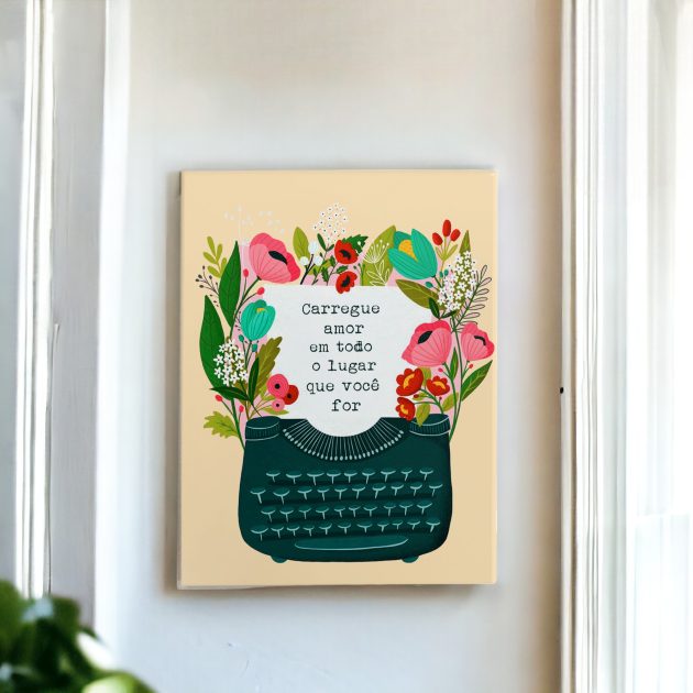 Azulejo decorativo com a frase Carregue amor em todo o lugar que você for