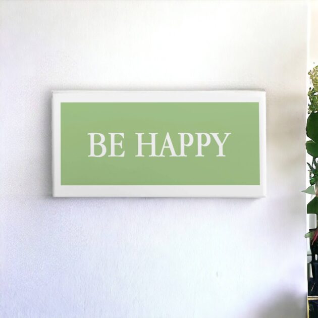 Azulejo decorativo com a frase Be Happy da Coleção Margaridas