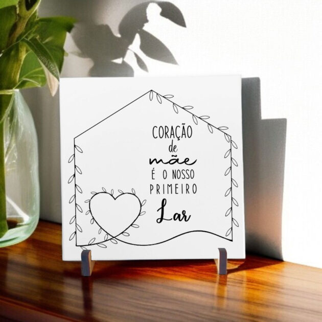 Azulejo decorativo com a frase Coração de mãe é o nosso primeiro lar - Presente para o Dia das Mães - Image 2