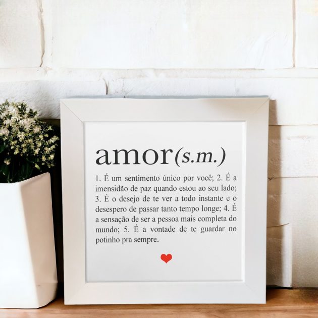 Azulejo decorativo com a frase Definição de amor e seu significado - Para presentear o amor