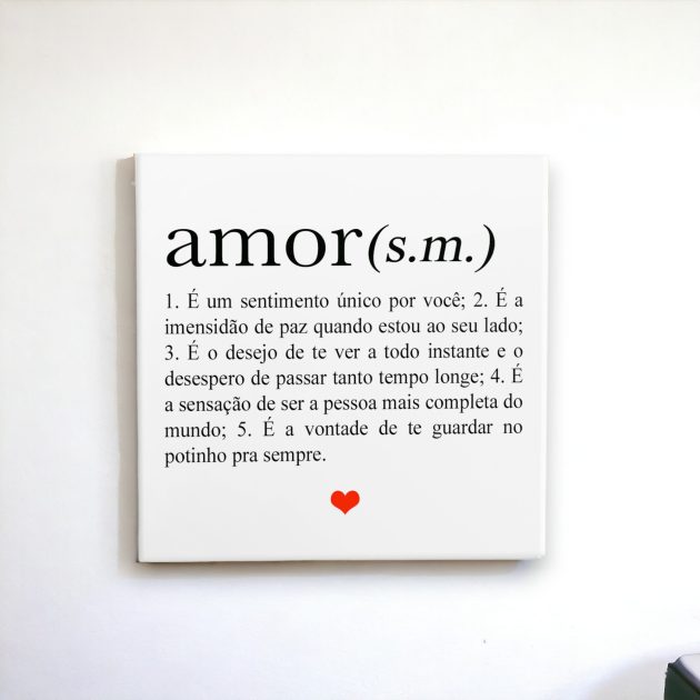 Azulejo decorativo com a frase Definição de amor e seu significado - Para presentear o amor