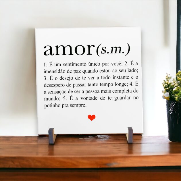 Azulejo decorativo com a frase Definição de amor e seu significado - Para presentear o amor