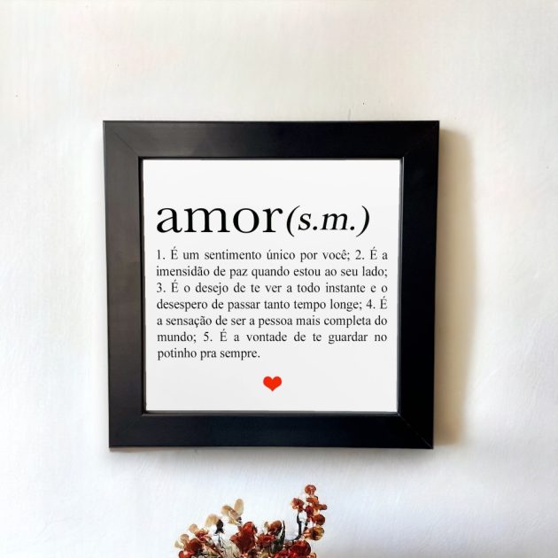 Azulejo decorativo com a frase Definição de amor e seu significado - Para presentear o amor