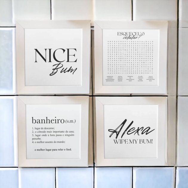 Kit de azulejos decorativos para banheiro - Coleção Meu banheiro P&B