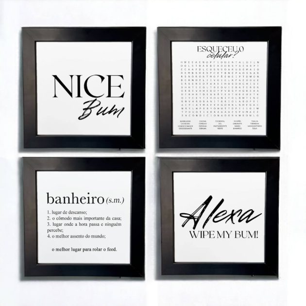 Kit de azulejos decorativos para banheiro - Coleção Meu banheiro P&B