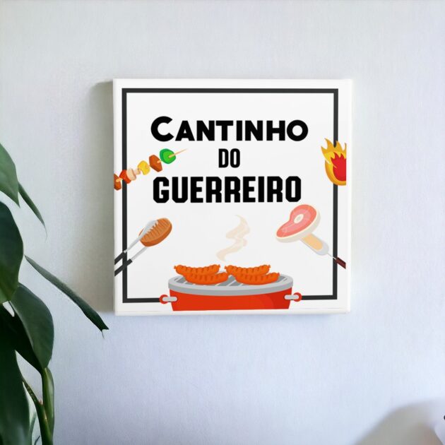 Azulejo decorativo com a frase Cantinho do guerreiroAzulejo decorativo com a frase Cantinho do guerreiro