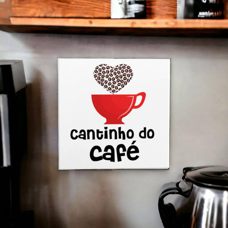 Azulejo decorativo com a frase Cantinho do café