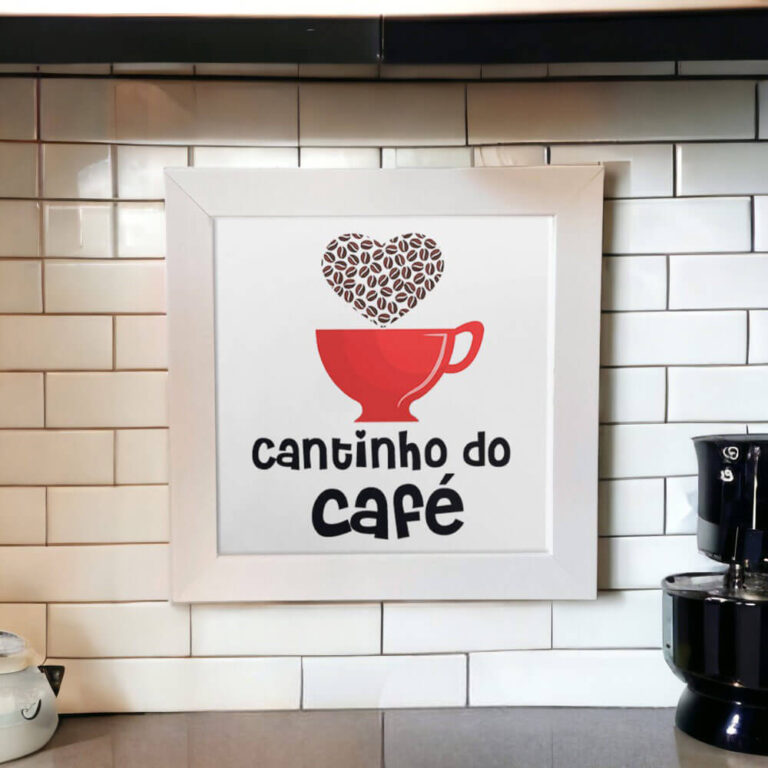 Azulejo decorativo com a frase Cantinho do café