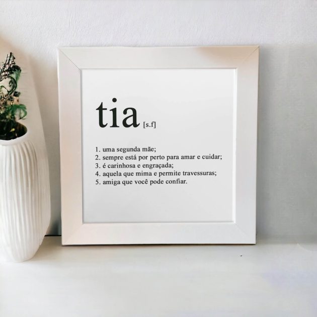 Azulejo decorativo com a frase Definição de Tia e seus significados - Presente para tia 