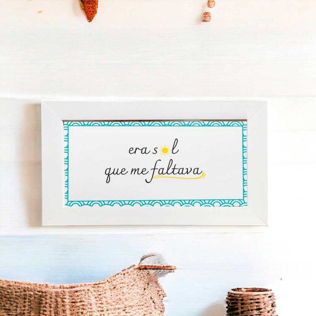 Azulejo decorativo com frase era sol que me faltava decoração com tema de praia