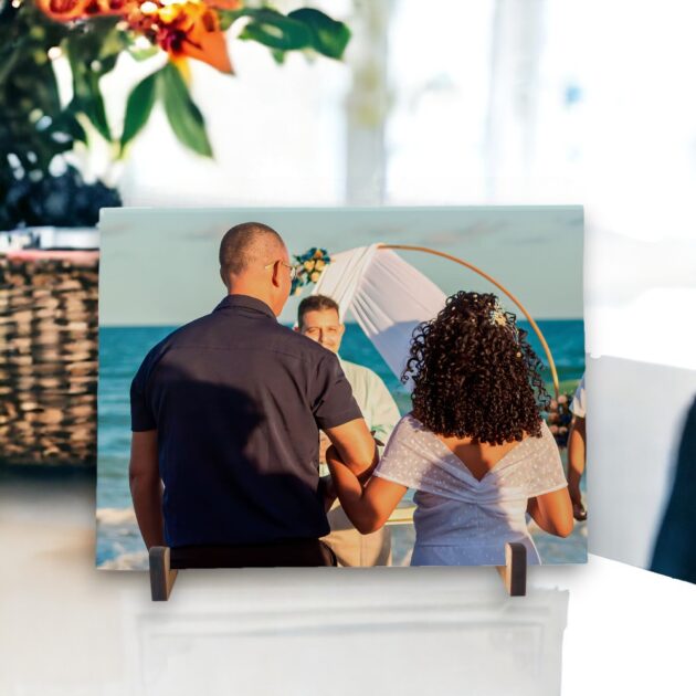 Azulejo decorativo com Foto na Horizontal para Presente de Dia dos Pais Personalizado