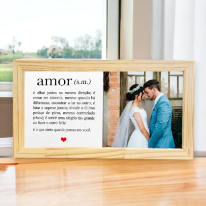 Azulejo decorativo Duo para presentear Dia dos Namorados Foto personalizada e frase Definição de Amor