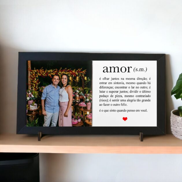 Azulejo decorativo Duo para presentear Dia dos Namorados Foto personalizada e frase Definição de Amor