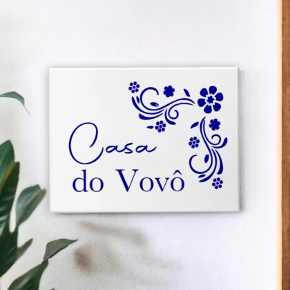 Azulejo decorativo para cozinha com a frase Casa da vovó e do vovô - Presente para avó e avô Dia dos avós 