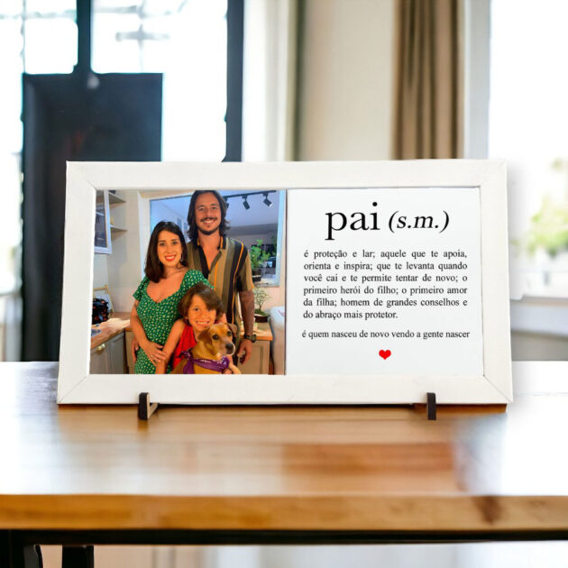 Azulejo decorativo Duo para presentear Dia dos Pais com Foto personalizada e a Definição de Pai 