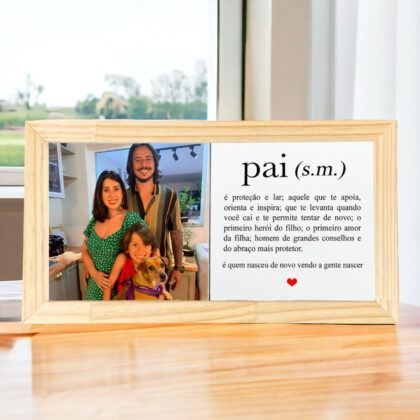 Azulejo decorativo Duo para presentear Dia dos Pais com Foto personalizada e a Definição de Pai 