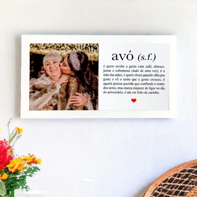 Azulejo decorativo Duo para presentear Dia dos Avós Foto personalizada e a Definição de avó