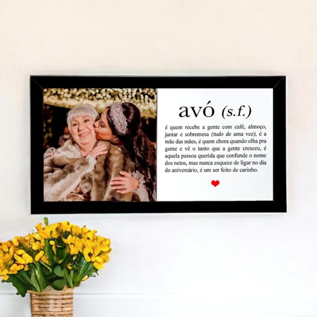 Azulejo decorativo Duo para presentear Dia dos Avós Foto personalizada e a Definição de avó