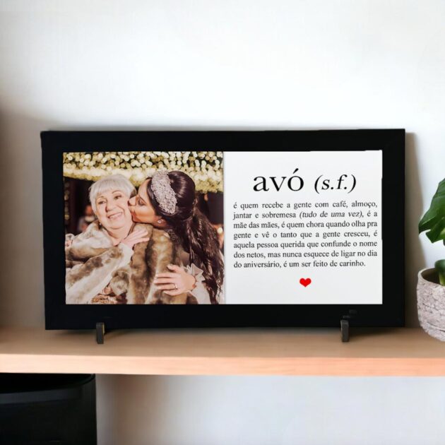 Azulejo decorativo Duo para presentear Dia dos Avós Foto personalizada e a Definição de avó