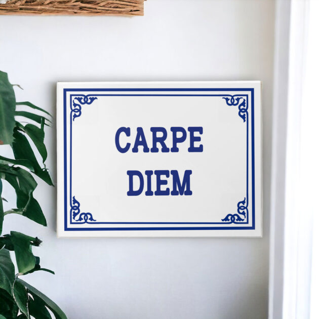 Azulejo decorativo com a frase Carpe Diem - Coleção PortugalAzulejo decorativo com a frase Carpe Diem - Coleção Portugal