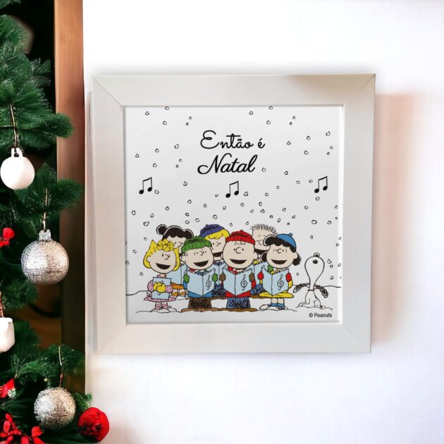 Azulejo decorativo do Snoopy de Natal: A turma cantando Então é Natal