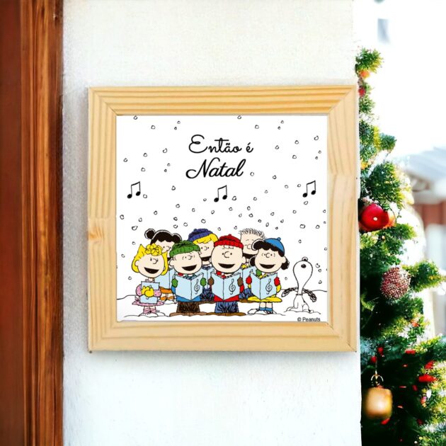 Azulejo decorativo do Snoopy de Natal: A turma cantando Então é Natal