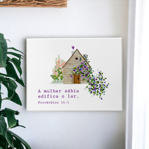 Azulejo decorativo com o versículo A mulher sábia edifica o lar - Provérbios 14:1 - Image 5
