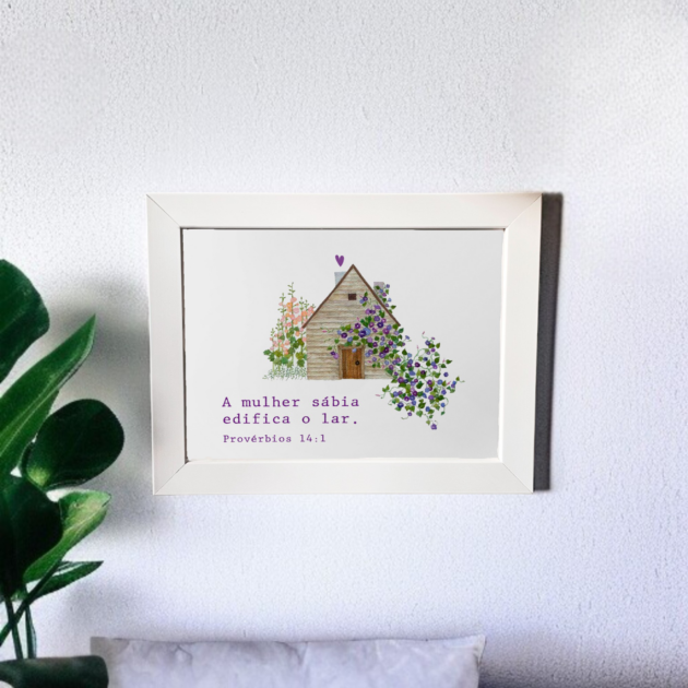 Azulejo decorativo com o versículo A mulher sábia edifica o lar - Provérbios 14:1 - Image 4
