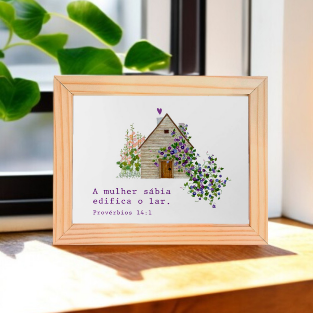 Azulejo decorativo com o versículo A mulher sábia edifica o lar - Provérbios 14:1 - Image 3
