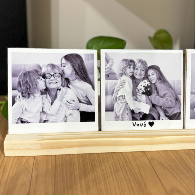 Trio de Fotos Polaroid Personalizado – Presente para os Avós com Suporte de Madeira - Imagem 2