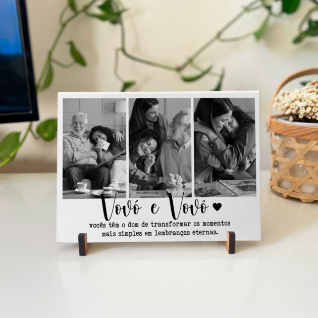 Azulejo Personalizado com fotos Vovó e Vovô vocês tem o dom - Presente Criativo - Imagem 2