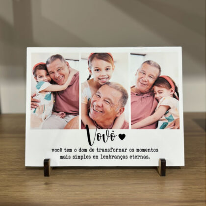 Azulejo Personalizado com fotos Vovô você tem o dom - Presente Criativo